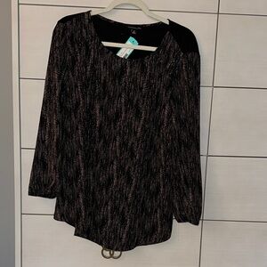 Fortune + Ivy Black & Blush Abstract Print Blouse | NWT Stitch Fix | Size XL